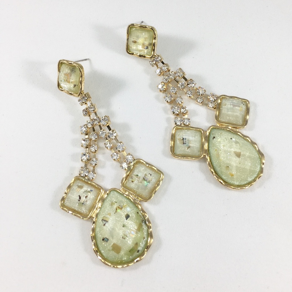 Huge Hint of‎ Mint Crystal Statement Earrings